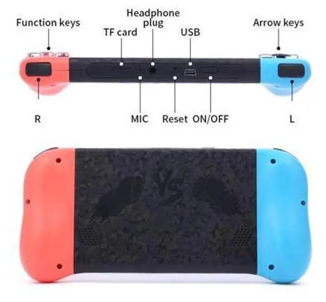 Alt view image 7 of 7 - X50 5.1 inch Screen Handheld Retro Game Console 8G Memory with 6000+ Games X50 / Black (Black)