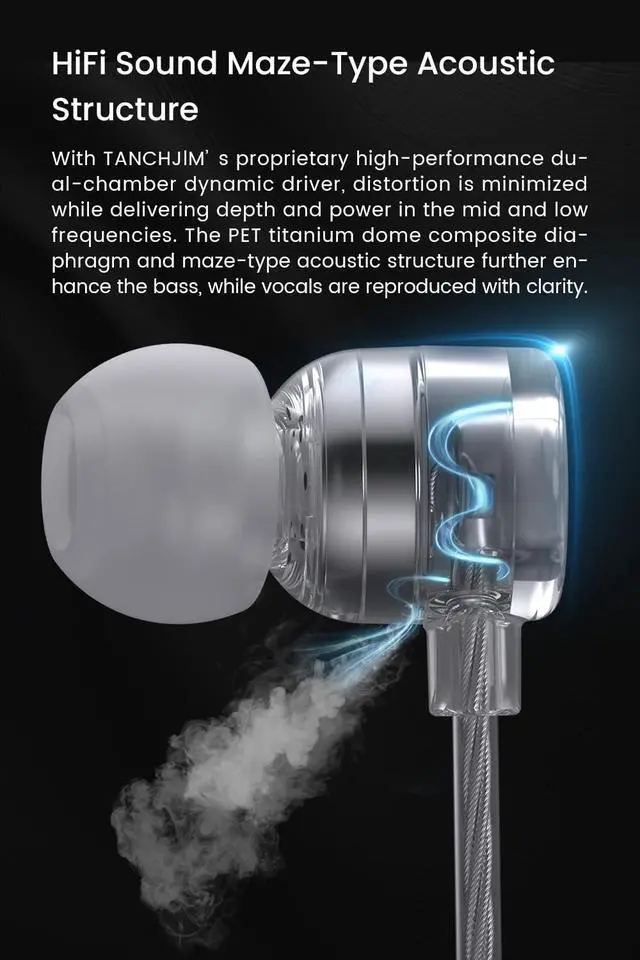 Alt view image 2 of 7 - ZERO ULTIMA Wired Earphone, DMT4 Ultra 1DD Lightweight IEM-Type C (Mic) | Entry-Level HiFi Earphones, Acoustic Labyrinth Rear Chamber, High-Performance Dual Chamber In-Ear Monitors Support APP