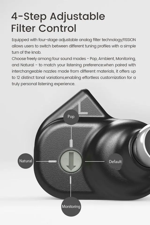 Alt view image 5 of 7 - x Rational HiFi FISSION Bass Enhanced Wired Earbuds with Special Tuning | Audiophile In-Ear Monitors with 3 Tuning Nozzles, 12 Customizable Sounds, CNC Alloy Shell, Custom Tuning via App, 2 pin