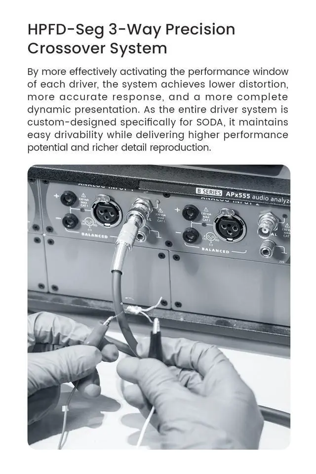 Alt view image 5 of 7 - SODA 1DD+4BA Hybrid In-Ear Monitor 3-Way Frequency Division Wired Earphone | Audiophile IEM with New Silk System & Pure Armature Driver, High Transduction Efficiency, Detachable 3.5/4.4mm