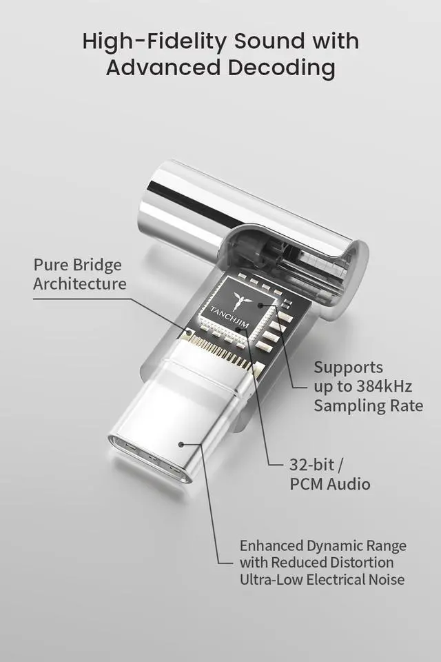 Alt view image 3 of 7 - DSP-M Type C IEM Jack Converter Detachable 4pin Cable Only | Built-in Patented Pure Bridge Architecture Upgraded DSP Chip, Wire Earphone Jack Decoding Adaptor Support APP Game Effects