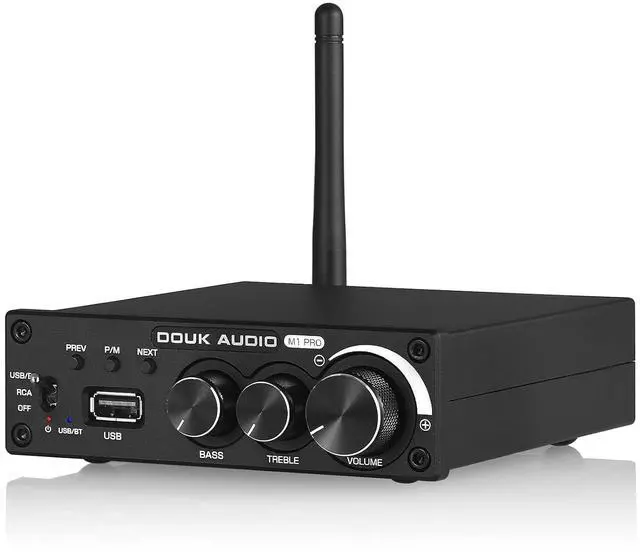 Main image of M1 PRO 320W Bluetooth Power Amplifier, 2 Channel Audio Amp, Wireless Receiver, for Home Stereo Speakers/Active Subwoofer, with Treble & Bass Control/U-Disk Music Player
