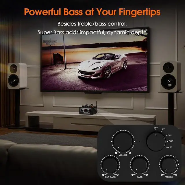 Alt view image 4 of 7 - Bluetooth Tube Amp: 300W x2 TPA3255 2 Channel Stereo Power Amplifier Dual VU Meters & Super Bass for Home Theater & Hi-Fi Systems (T6 PRO)