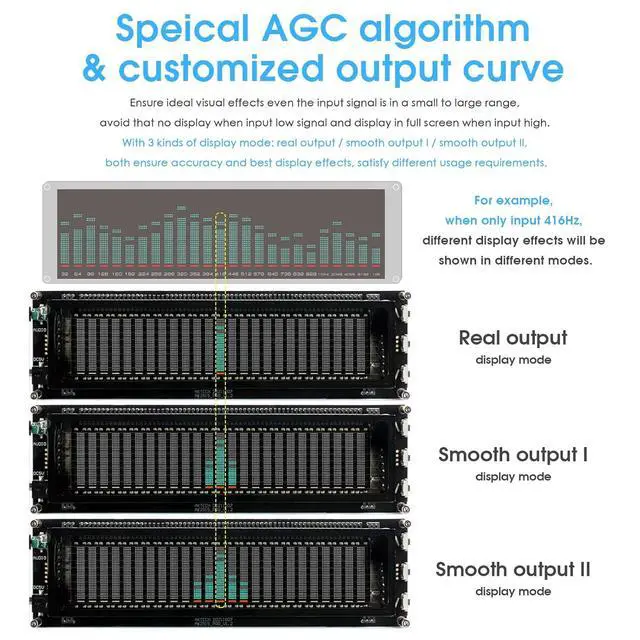Alt view image 6 of 7 - VFD Audio Spectrum Analyzer: Sound Level Meter with MIC & Bluetooth Input and Advanced AGC - for Home Audiophiles & Studio Setups (AK2515 PRO V3)