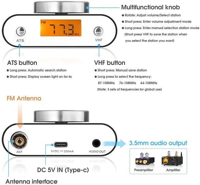Alt view image 2 of 7 - Mini FM Radio Transistor Global Universal Manual Auto Search with Display Screen