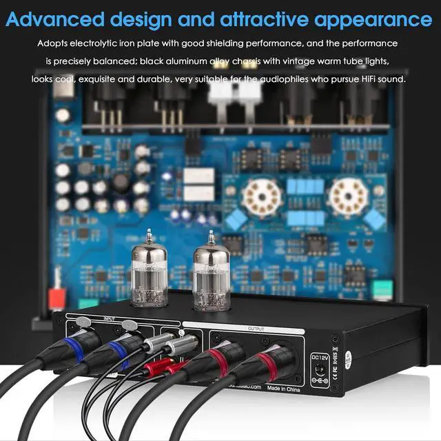 Alt view image 5 of 7 - Balanced EQ Preamp: 7-Band Equalizer - Vacuum Tube Preamplifier with XLR RCA Inputs & Outputs - for Home Stereo HiFi System, Amplifiers, Active Speakers (T8 PRO Black)