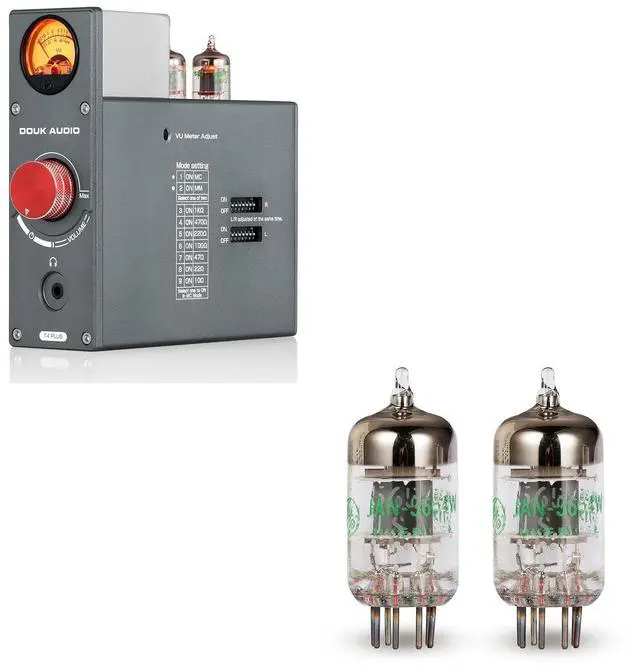 Main image of T4 Plus Vacuum Tube Phono Preamp + Matched GE JAN 5654W Tubes Bundle | Vinyl Preamp & Tube Upgrade Kit with VU Meter & Headphone Amp