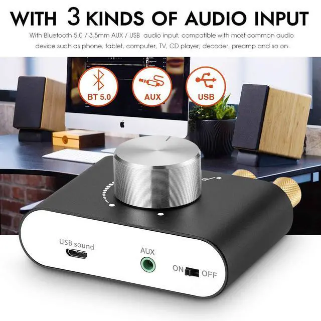 Alt view image 3 of 7 - 100W Bluetooth 5.0 Mini Amplifier & BS-1 Bass Shaker Combo: Immersive Home Theater & Gaming Tactile Audio System