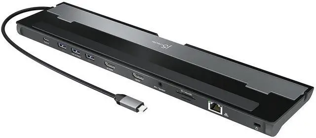 Main image of USB-C Dual HDMI Docking Station (10-in-1), 4K + 1080p Dual HDMI Display, 5Gbps USB-A x3, SD Card Reader, PD 100W, RJ45 Ethernet, Combo Audio Jack, for MacBook and Windows Laptop (JCD542)