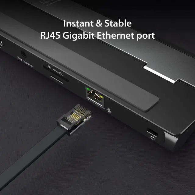 Alt view image 4 of 7 - USB-C Dual HDMI Docking Station (10-in-1), 4K + 1080p Dual HDMI Display, 5Gbps USB-A x3, SD Card Reader, PD 100W, RJ45 Ethernet, Combo Audio Jack, for MacBook and Windows Laptop (JCD542)