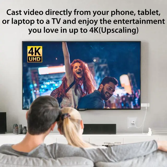 Alt view image 2 of 7 - ScreenCast 4K Wireless Adapter Screen Cast from Mobile Phone, Tablet, or Laptop Support for AirPlay, Miracast & Chromecast Mirror Extend for Windows & macOS Wireless Screen Display (JVAW76)