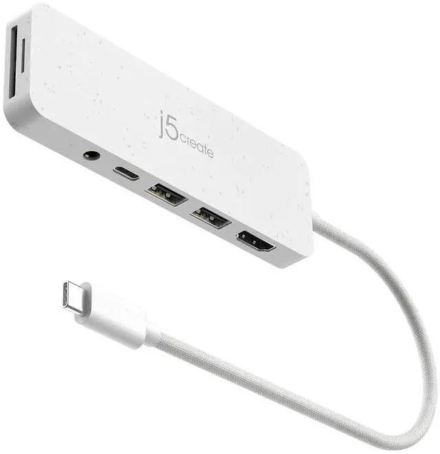 Main image of USB-C Multi-Port Hub with Power Delivery with 4K HDMI/2 USB-A 5Gbps/PD 100W Charging SD&Micro SD/3.5mm Audio | for MacBook Pro&Air/iPad Pro/iMac/Surface/XPS/Thinkpad/Galaxy/and More(JCD373EW)