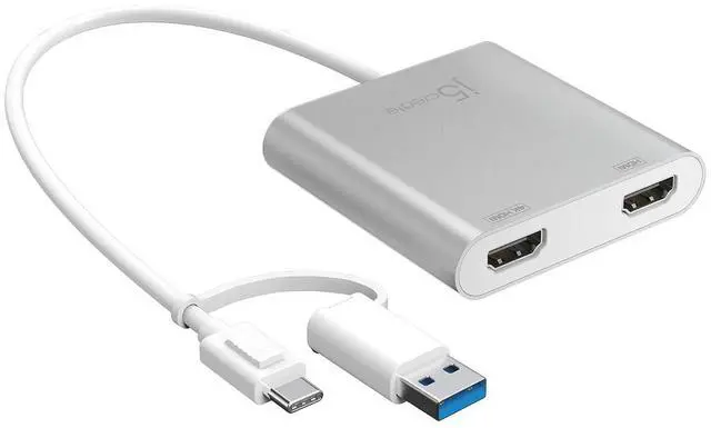 Main image of USB-C to Dual HDMI Multi-Monitor Adapter with USB Type-A convertor | 4K + 2K | Compatible with Windows and Mac (JCA365)