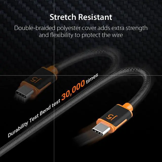 Alt view image 4 of 7 - USB C to USB C 60W Fast Charging Cable 9.8ft / 3m, Double Braided, for Samsung Galaxy, iPad Pro, iPad mini, Tablet, Laptop, Chromebook (JUCX24L30)