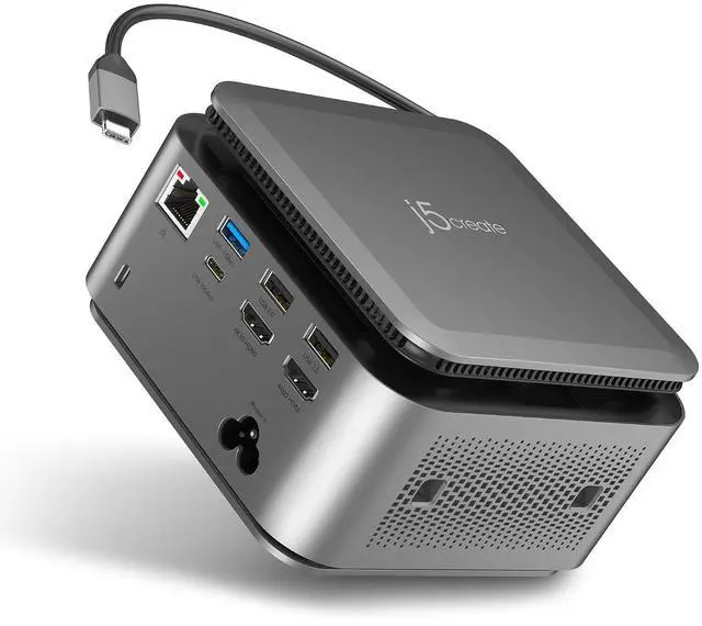 Main image of Dual 4K Display Powerbase Docking Station, 14 Functions with 145W Max Charging Power, 10Gbps Data Transfer, Card Slots, Ethernet, and Audio Port for Windows Laptop and MacBook (JCDP4140)