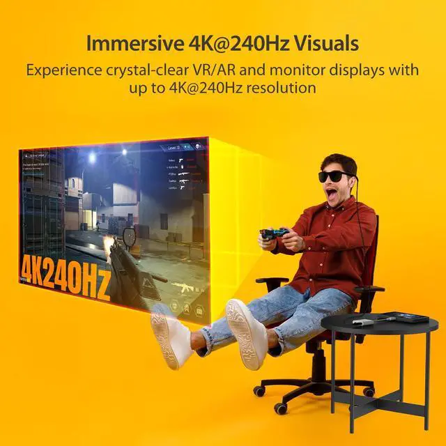 Alt view image 3 of 7 - AR Glasses USB-C Video and Charging Adapter, Support 4K@240Hz, up to 100W PD Pass Through Charging, for XREAL, Viture, Rokid, Steam Deck, ROG Ally, Switch, iPhone 17/16/15 (JCA164)