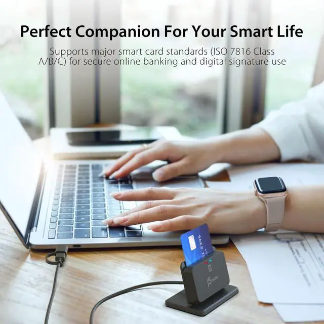 Alt view image 2 of 7 - Universal Smart Card/CAC Reader Stand, TAA Compliant, ideal for Enterprise, Banking, and Government. Compatible with Win, Mac and Linux (JUR261)