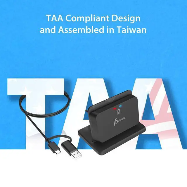Alt view image 3 of 7 - Universal Smart Card/CAC Reader Stand, TAA Compliant, ideal for Enterprise, Banking, and Government. Compatible with Win, Mac and Linux (JUR261)