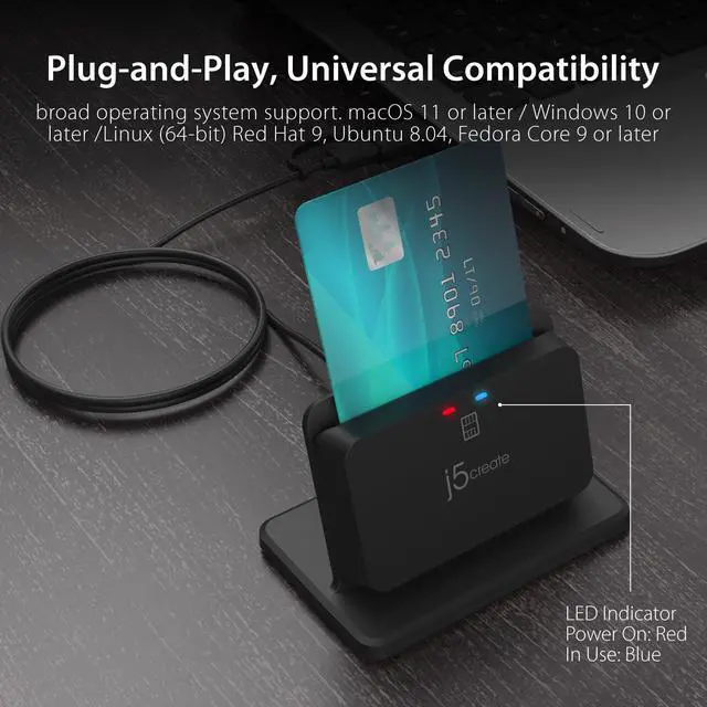 Alt view image 5 of 7 - Universal Smart Card/CAC Reader Stand, TAA Compliant, ideal for Enterprise, Banking, and Government. Compatible with Win, Mac and Linux (JUR261)