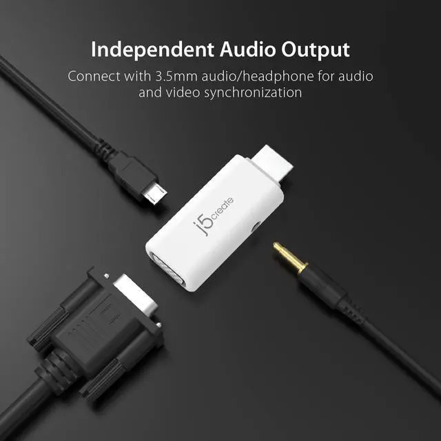 Alt view image 6 of 6 - JDA203 HDMI to VGA Adapter with Audio HDCP 2.2 Compliant