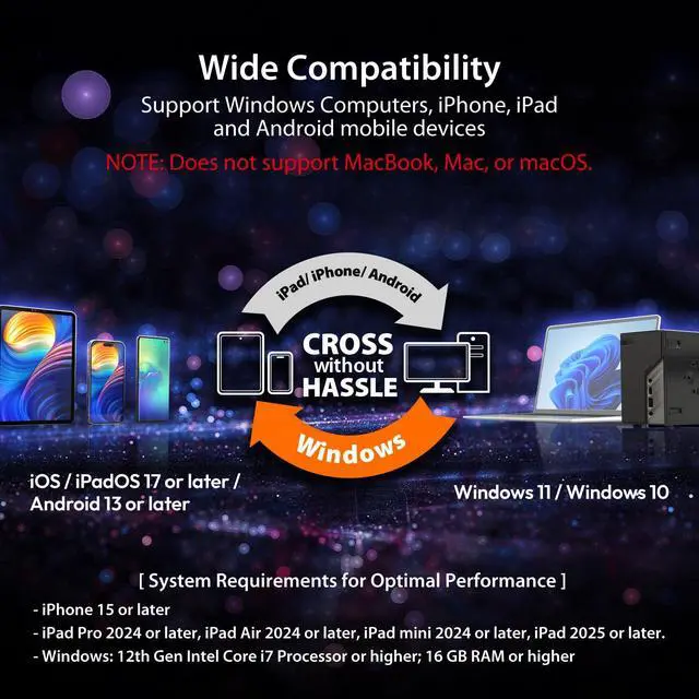 Alt view image 6 of 6 - AeroDrop CrossLink Wireless Dongle - Instant Share Files, Photos, Keyboard, Mouse, and Screen Between iPhone/iPad/Android and Windows Computer (JUAW22)
