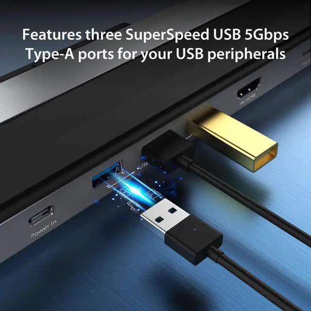 Alt view image 5 of 7 - USB-C 4K HDMI Docking Station (9-in-1), 4K HDMI, 5Gbps USB-A x3, Card Reader, PD 100W, Gigabit Ethernet, Combo Audio Jack, for MacBook, and Windows USB-C Laptop (JCD533)