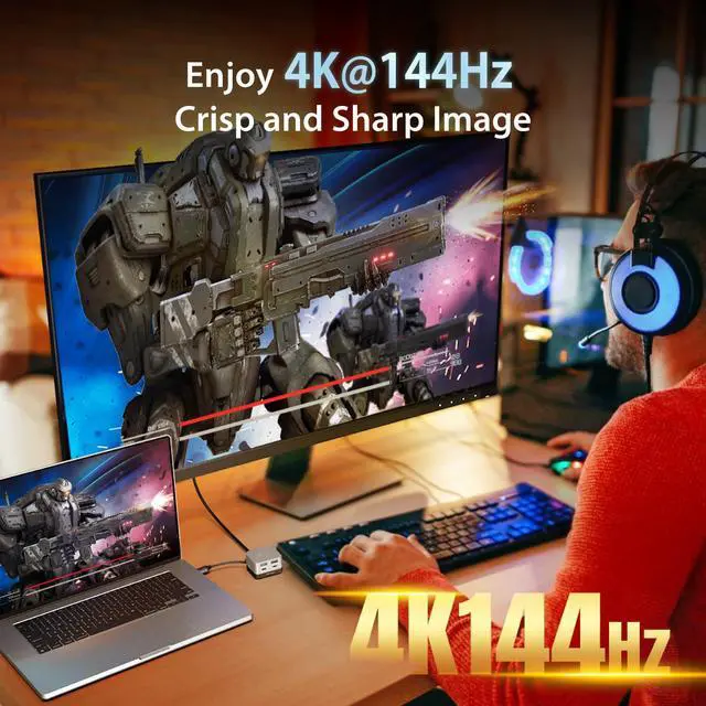 Alt view image 3 of 7 - USB-C Hub 4K@144Hz HDMI with 100W Fast Charge and Flexible Ports- Supports Extended 4K Display for Windows and MacBook, Built-in Cable Management, USB-A x 2, USB-C x 2, HDMI (JCD361)