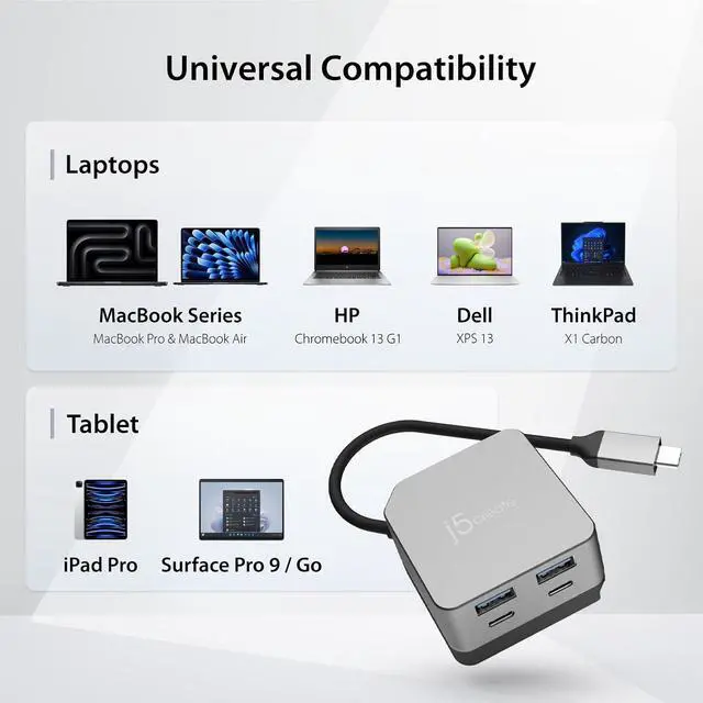 Alt view image 7 of 7 - USB-C Hub 4K@144Hz HDMI with 100W Fast Charge and Flexible Ports- Supports Extended 4K Display for Windows and MacBook, Built-in Cable Management, USB-A x 2, USB-C x 2, HDMI (JCD361)