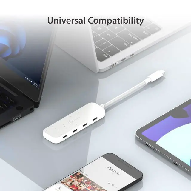 Alt view image 5 of 7 - 4-in-1 Pink USB-C to 4-Port Type-C Hub(Eco-Friendly), Hub with Four 10 Gbps Type-C Ports | Compatible with MacBook Pro, MacBook Air, iPad, Mac mini and More Type C Devices and More(JCH345ER)