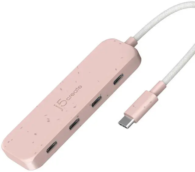 Main image of 4-in-1 Pink USB-C to 4-Port Type-C Hub(Eco-Friendly), Hub with Four 10 Gbps Type-C Ports | Compatible with MacBook Pro, MacBook Air, iPad, Mac mini and More Type C Devices and More(JCH345ER)