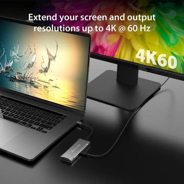 Alt view image 4 of 7 - USB C 4K Triple Display Hub - 4K HDMI x2, 4K DP, 2 USB-A and USB-C 10Gbps, PD 100W, Ethernet, SD 4.0 Card Reader | for XPS, Surface Pro (JCD397)