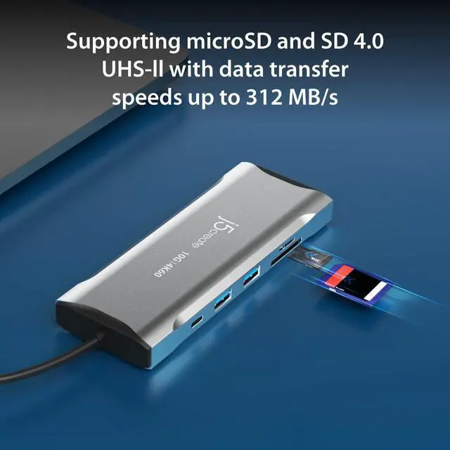 Alt view image 6 of 7 - USB C 4K Triple Display Hub - 4K HDMI x2, 4K DP, 2 USB-A and USB-C 10Gbps, PD 100W, Ethernet, SD 4.0 Card Reader | for XPS, Surface Pro (JCD397)