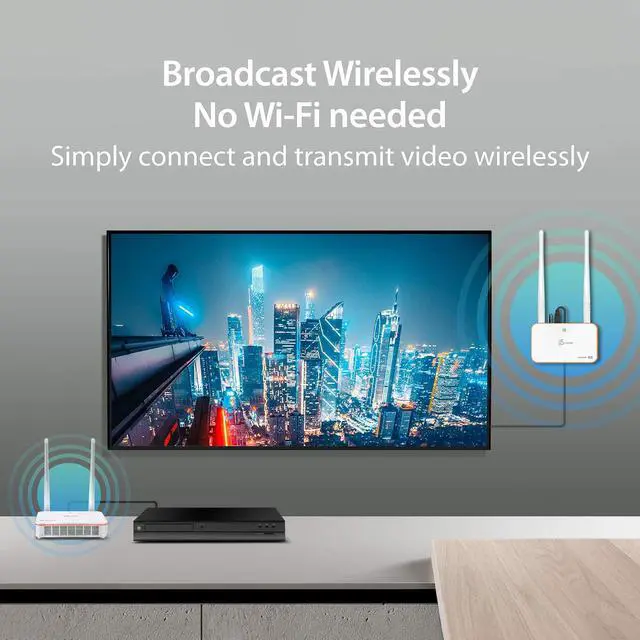 Alt view image 2 of 7 - Wireless Display HDMI Extender Full HD 1080p 60fps Transmitter and Receiver with 200ft Transmission, Ultra-Low Latency, for Home/Office/Church (JVAW53)