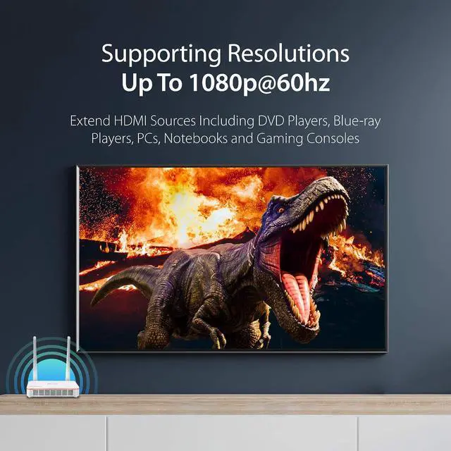 Alt view image 3 of 7 - Wireless Display HDMI Extender Full HD 1080p 60fps Transmitter and Receiver with 200ft Transmission, Ultra-Low Latency, for Home/Office/Church (JVAW53)