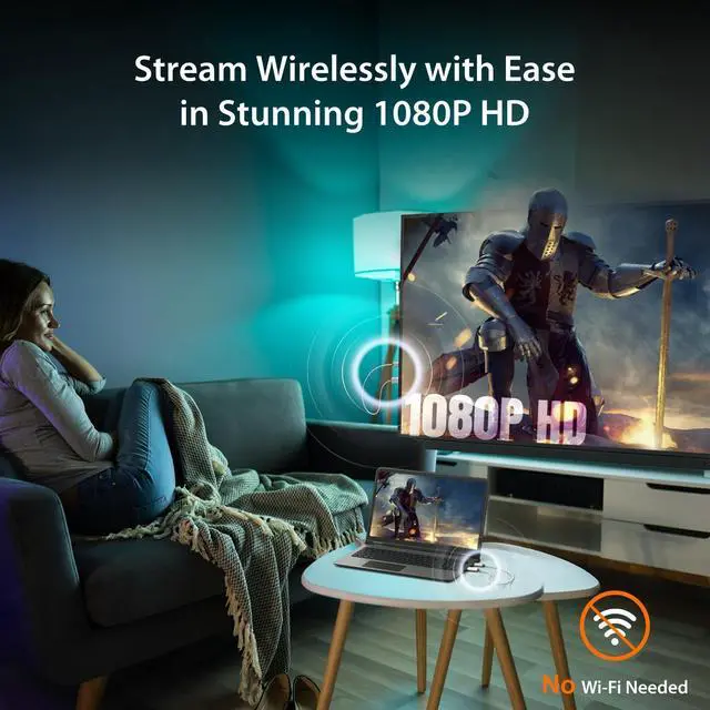 Alt view image 2 of 7 - ScreenCast Mini Wireless HDMI Transmitter and Receiver, 1080p@60Hz 5G+2.4G Low Latency FHD Wireless Display Adapter for Streaming from Laptop/Tablet/Phone to TV/Monitor/Projector (JVAW65)