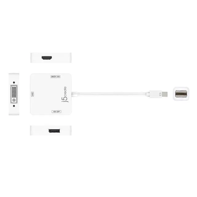 Alt view image 3 of 7 - Mini DisplayPort to 4k DisplayPort/4K HDMI/DVI Adapter | DisplayPort Male Connector | 3 in 1 Display Adapter | Compatible with Mac OS, Surface Pro (White)
