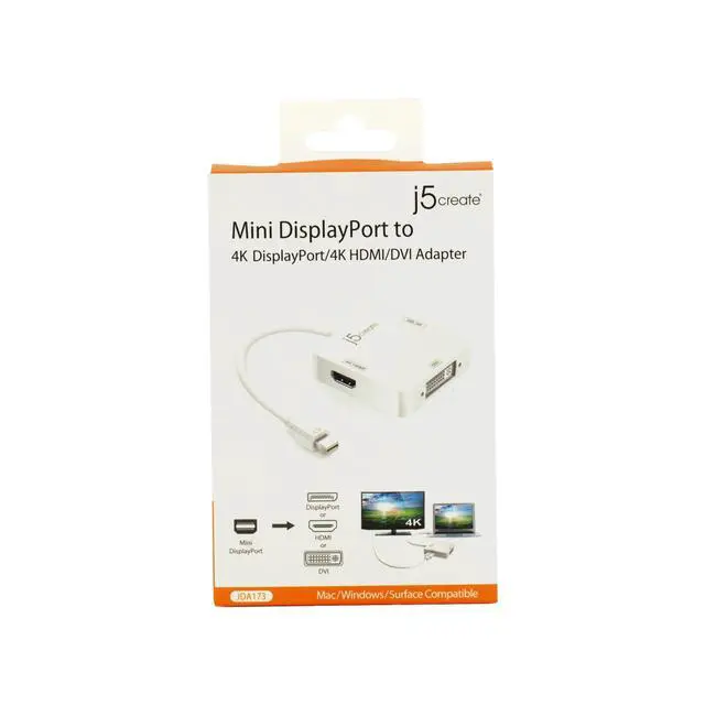Alt view image 5 of 7 - Mini DisplayPort to 4k DisplayPort/4K HDMI/DVI Adapter | DisplayPort Male Connector | 3 in 1 Display Adapter | Compatible with Mac OS, Surface Pro (White)