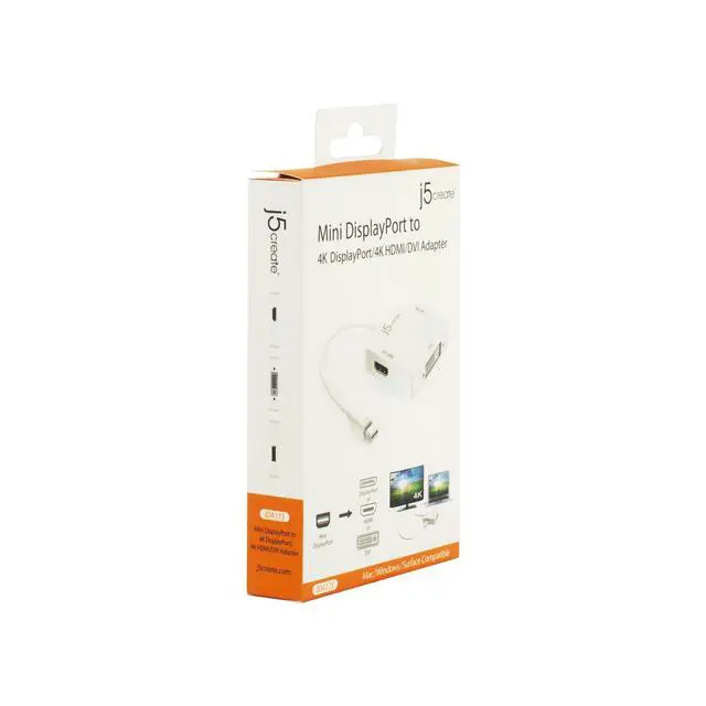 Alt view image 6 of 7 - Mini DisplayPort to 4k DisplayPort/4K HDMI/DVI Adapter | DisplayPort Male Connector | 3 in 1 Display Adapter | Compatible with Mac OS, Surface Pro (White)