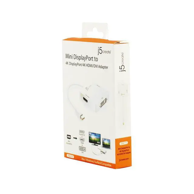 Alt view image 7 of 7 - Mini DisplayPort to 4k DisplayPort/4K HDMI/DVI Adapter | DisplayPort Male Connector | 3 in 1 Display Adapter | Compatible with Mac OS, Surface Pro (White)