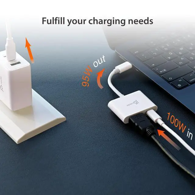 Alt view image 6 of 7 - 2-in-1 USB-C to 4K HDMI Adapter with PD Charging Port, Supports 4K UHD Video, Charge While Displaying, Compatible with MacBook, iPad, Smartphone, Laptop, Steam Deck (JCA152)