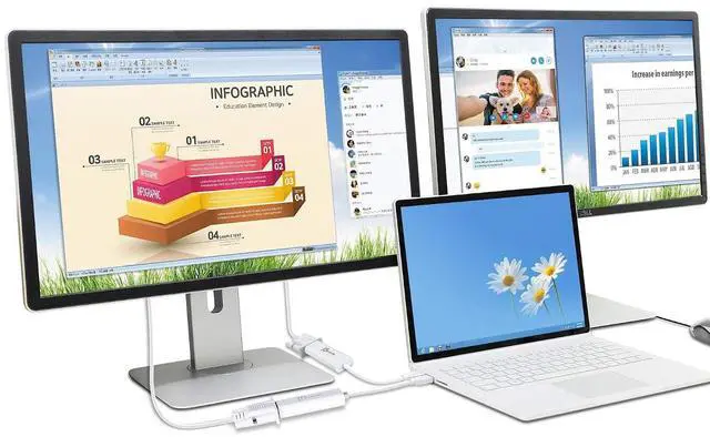 Alt view image 5 of 6 - USB to VGA Adapter Cable- Multi-Monitor Desktop Display USB Video Card Converter | 1080p HD Playback | Compatible with Windows and Mac - White (JUA214)