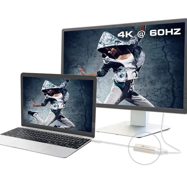 Alt view image 3 of 7 - Aluminum USB C to DisplayPort Adapter - 4k @ 60Hz USB Type C Male to DisplayPort Female Converter, Perfect for Macbooks, Chromebooks, Tablets, PCs (JCA140)