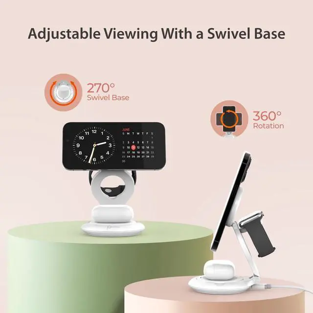 Alt view image 4 of 7 - Qi2 3-in-1 Magnetic Foldable Wireless Charging Station (JUPW3415)