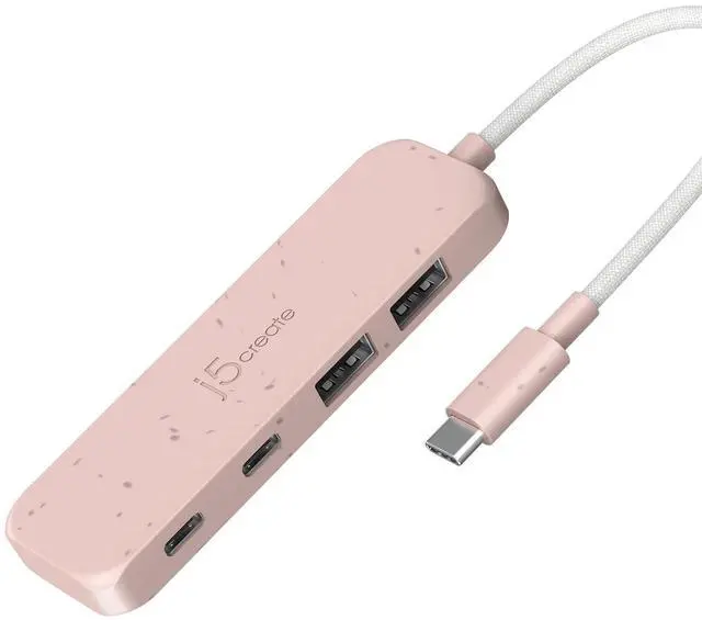 Main image of 4-in-1 Pink USB-C to 4-Port Type-A & Type-C Hub(Eco-Friendly), 10 Gbps USB-A x 2 & 10 Gbps USB-C x 2, Compatible with MacBook Pro, MacBook Air, iPad, Mac mini (JCH342ER)