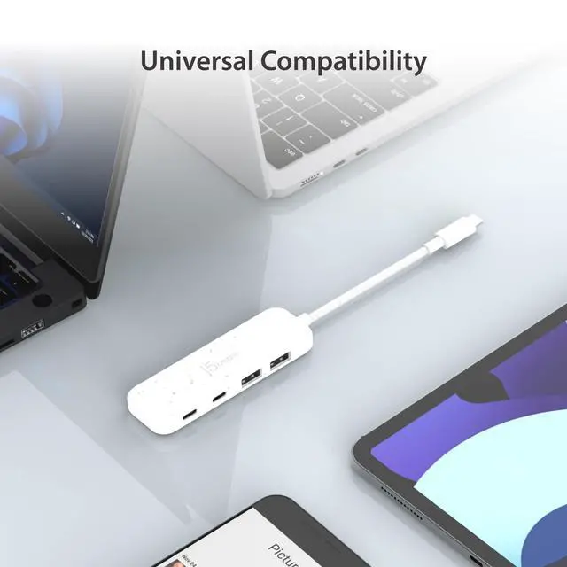 Alt view image 5 of 6 - 4-in-1 Pink USB-C to 4-Port Type-A & Type-C Hub(Eco-Friendly), 10 Gbps USB-A x 2 & 10 Gbps USB-C x 2, Compatible with MacBook Pro, MacBook Air, iPad, Mac mini (JCH342ER)