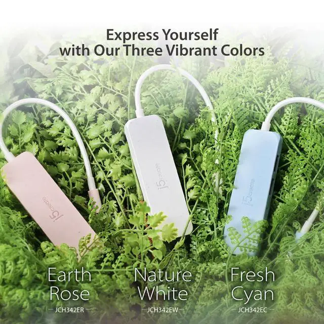 Alt view image 6 of 6 - 4-in-1 Pink USB-C to 4-Port Type-A & Type-C Hub(Eco-Friendly), 10 Gbps USB-A x 2 & 10 Gbps USB-C x 2, Compatible with MacBook Pro, MacBook Air, iPad, Mac mini (JCH342ER)