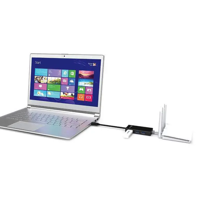 Alt view image 3 of 7 - USB 3.0 Multi-Adapter Hub- 3X USB 3.0 SuperSpeed Ports, Gigabit RJ45 Ethernet, Compatible with Windows and MacOS