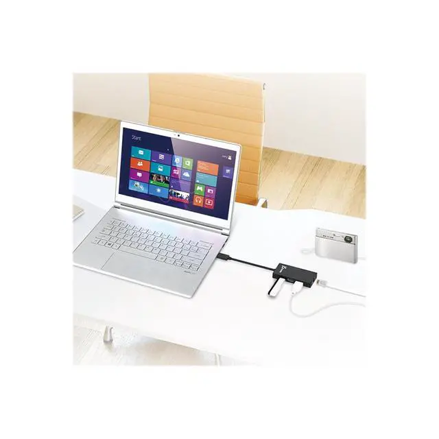 Alt view image 2 of 7 - USB 3.0 Multi-Adapter Hub- 3X USB 3.0 SuperSpeed Ports, Gigabit RJ45 Ethernet, Compatible with Windows and MacOS