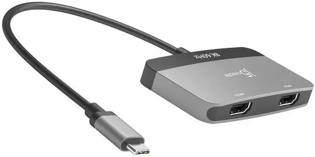 Main image of 8K USB Type C to Dual HDMI Display Adapter - Single 8K60/4K144 or Dual 4K60 - Support MST Extended Mode, for Gamers and Professionals, Suitable for Windows Laptop (JCA465)