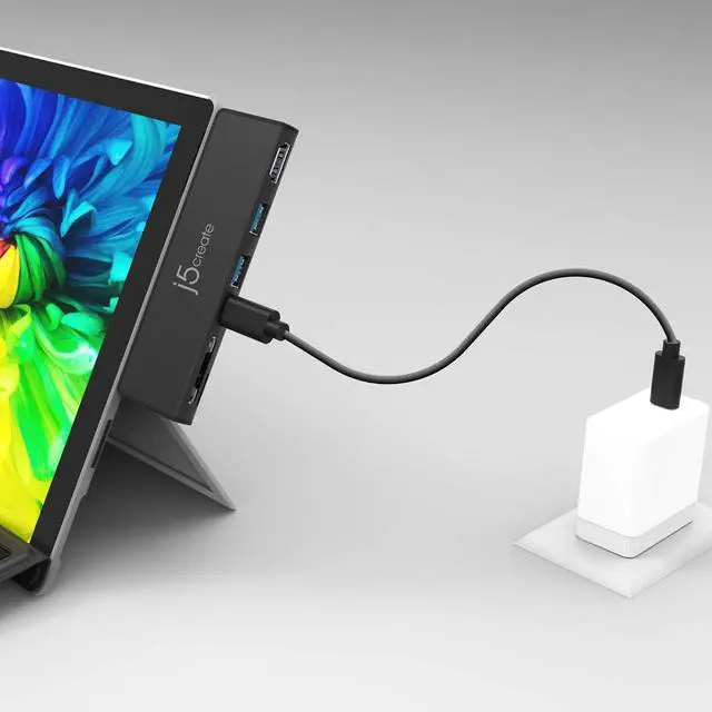 Alt view image 4 of 7 - Surface Pro 7 Ultradrive mini Dock, 6-in-2, 4K60 HDMI, 10Gbps USB-A x 2, 10 Gbps USB-C with PD 60W Pass-Through Charging, SD/microSD Card Reader (JCD324B)